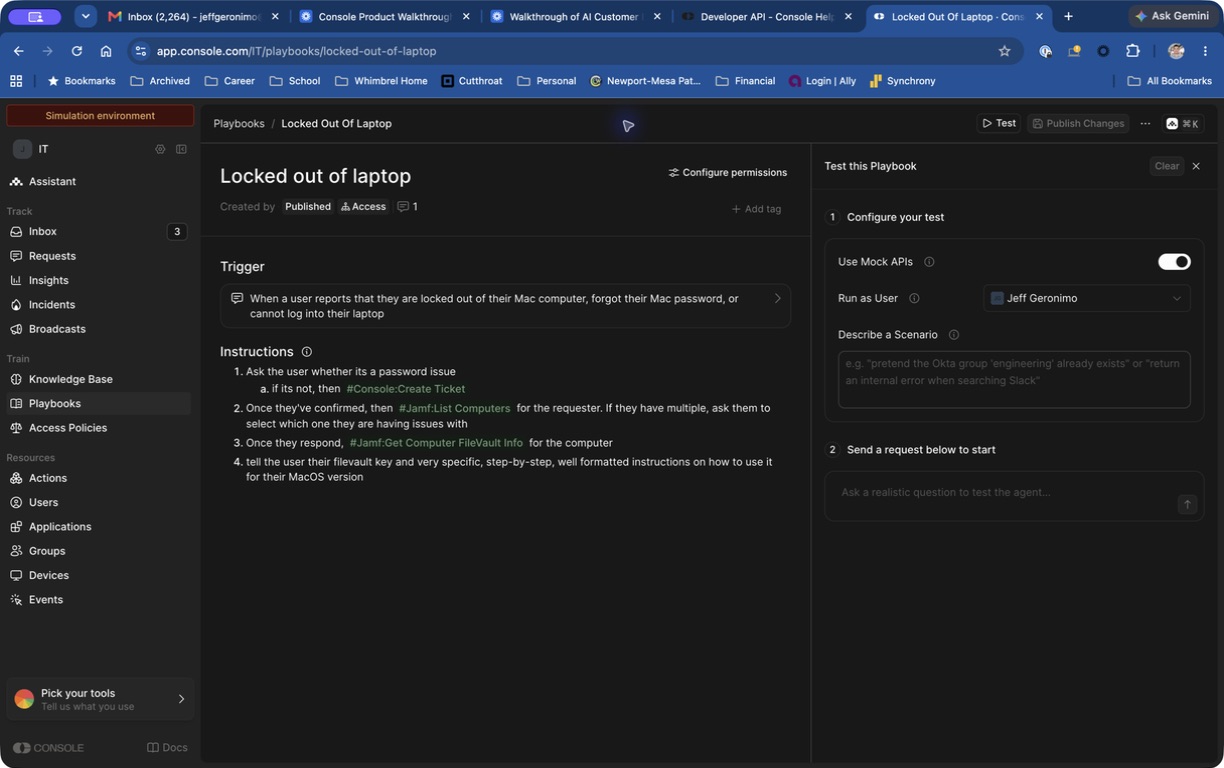 Test panel with a realistic question typed in