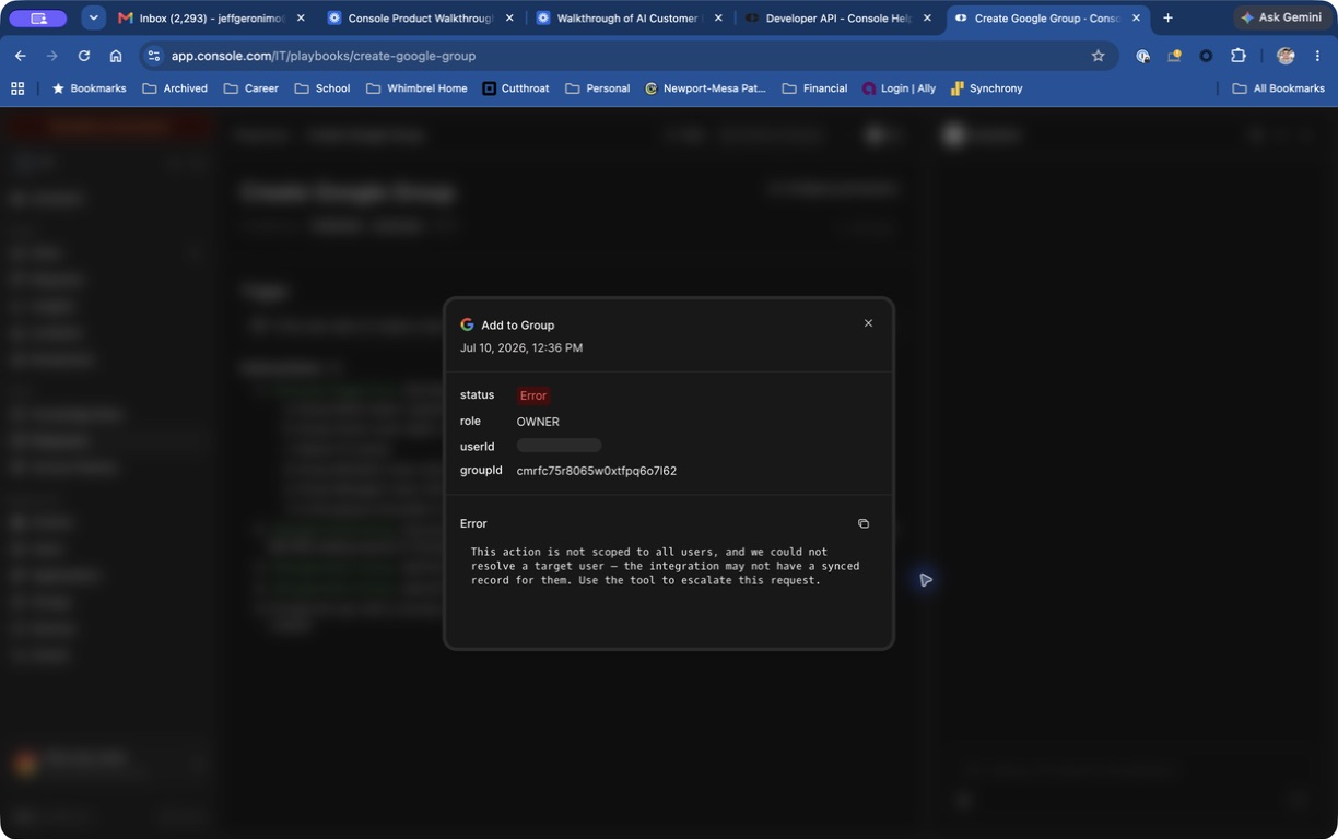 Add to Group action error showing scope issue